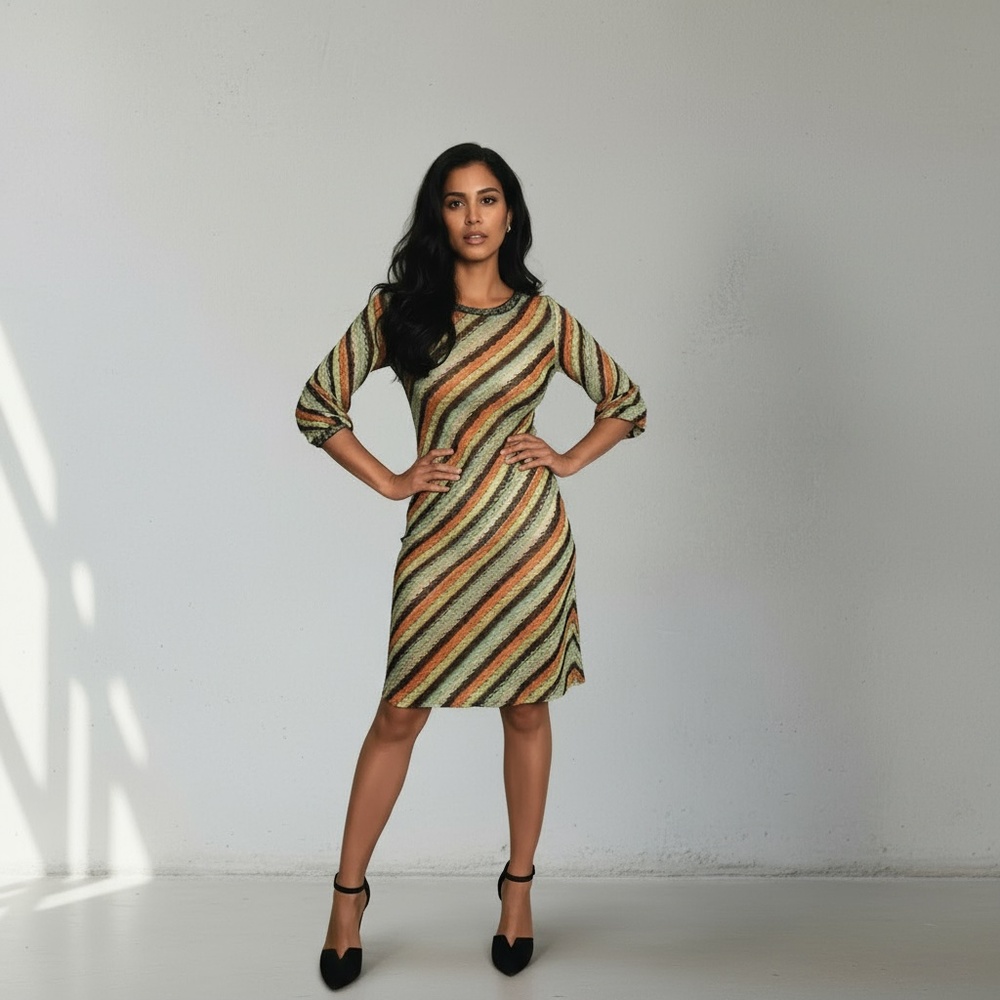 Missoni Open Back Criss Cross Belt Knit Dress, 3/4 sleeves, IT 42, Made in Italy
